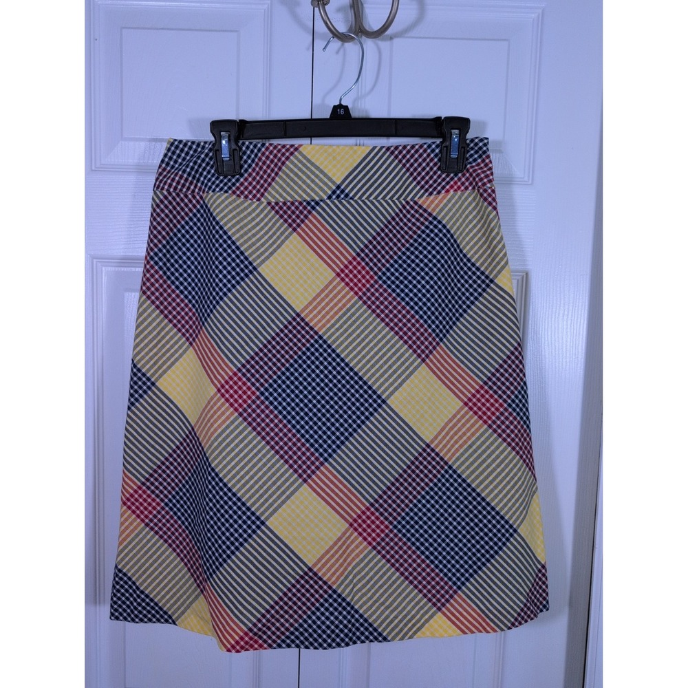 Helen Wang Womens Size 6 100% Cotton Plaid Skirt